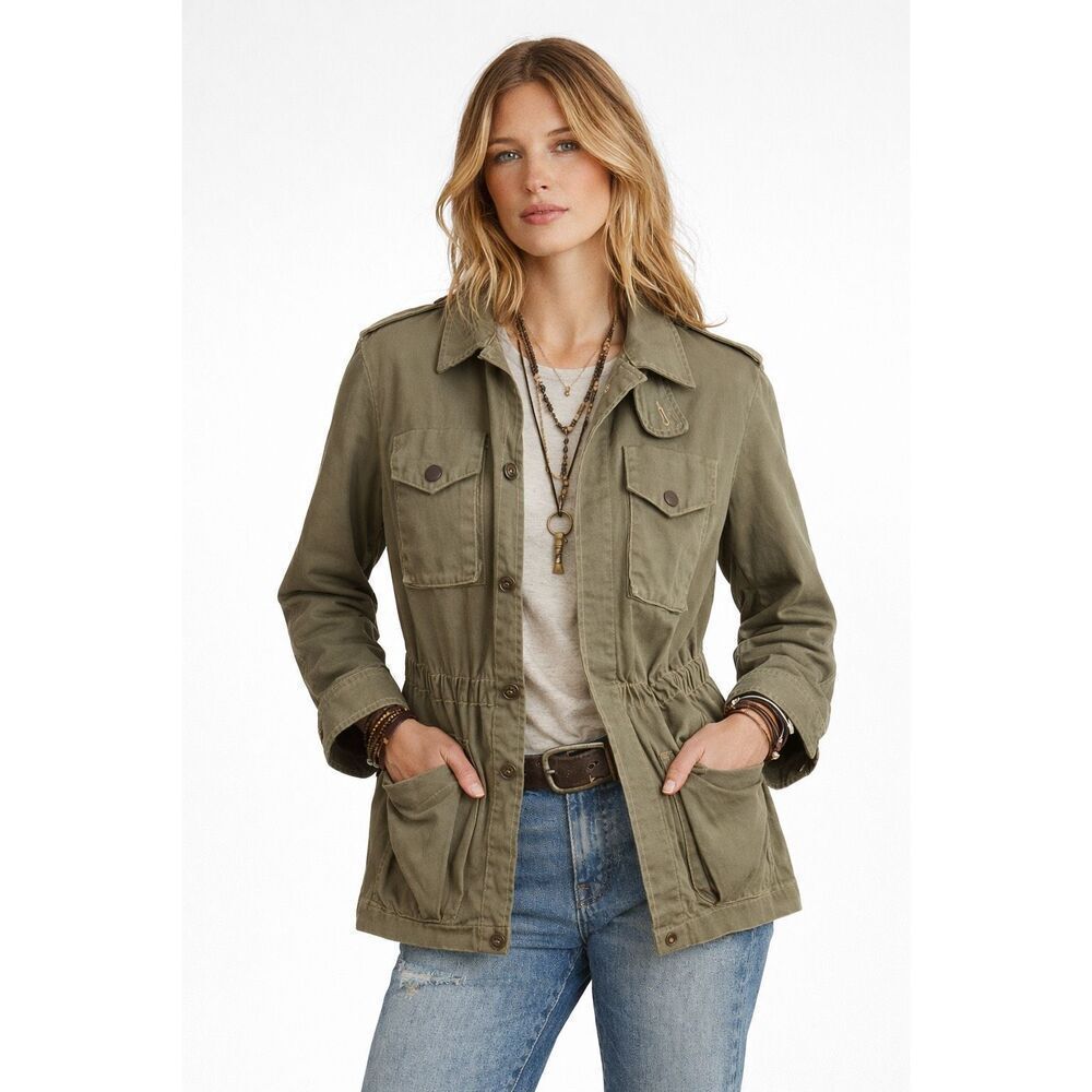 RRL Ralph Lauren Olive Field Jacket Military Utility Cotton Canvas Size S
